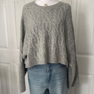 Top Shelf Cozy Gray Cable Knit Sweater